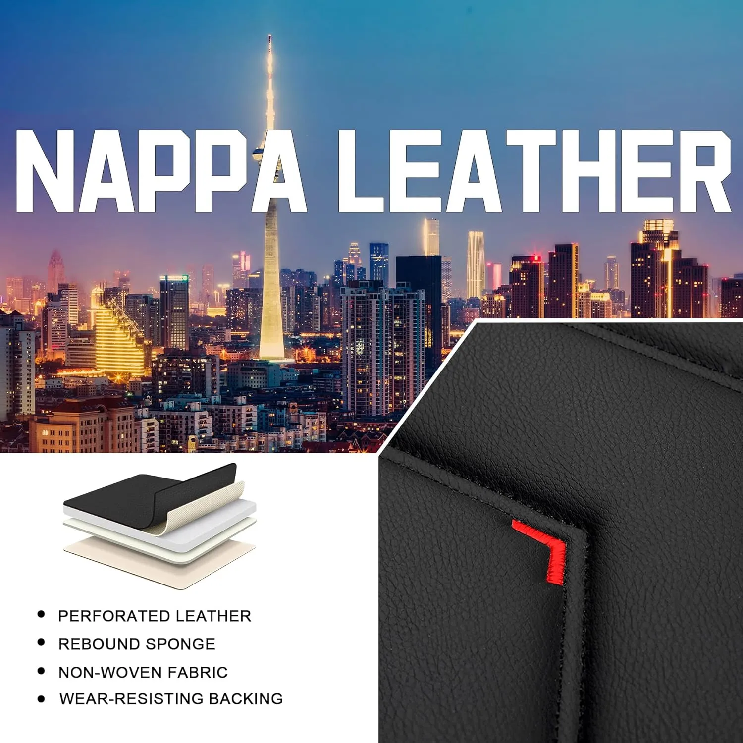 Car Seat Covers for Dodge Durango 2000-2025, Stylish Sport Seat Cover, Premium Nappa Leather Car Seat Cover. Automobile Seat Covers Sets.(Standard 2 Seats/Black)