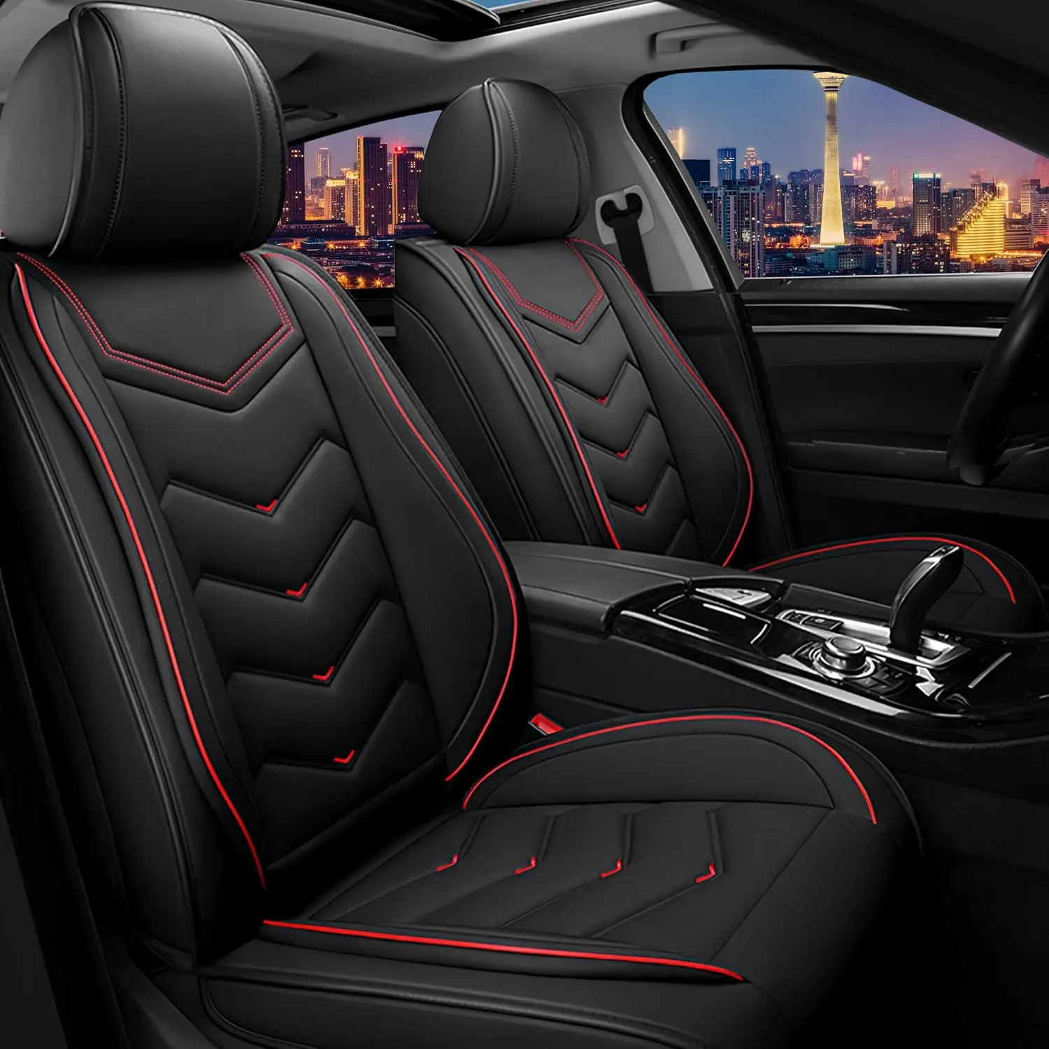 Car Seat Covers for Dodge Durango 2000-2025, Stylish Sport Seat Cover, Premium Nappa Leather Car Seat Cover. Automobile Seat Covers Sets.(Standard 2 Seats/Black)