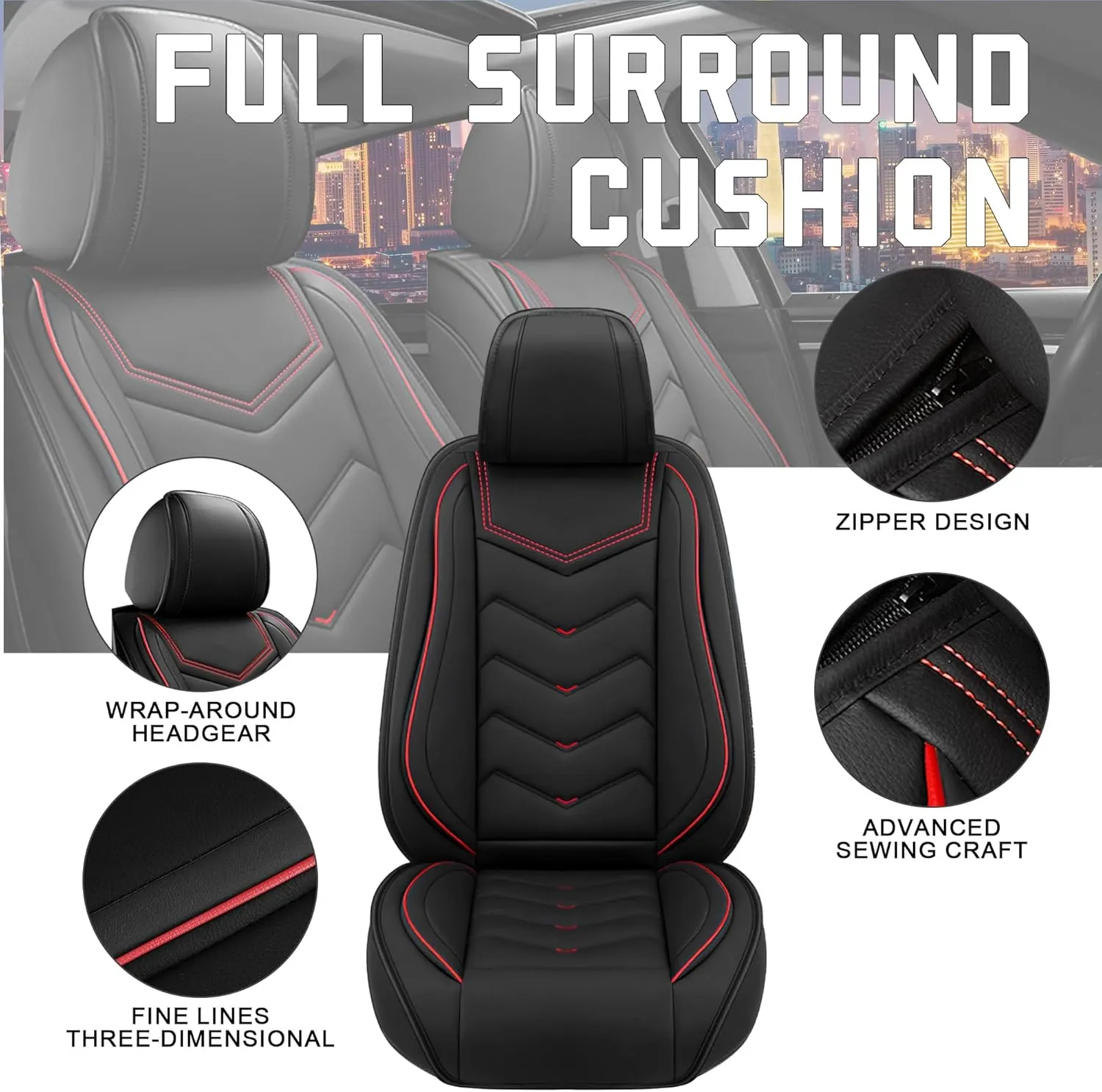 Car Seat Covers for Dodge Durango 2000-2025, Stylish Sport Seat Cover, Premium Nappa Leather Car Seat Cover. Automobile Seat Covers Sets.(Standard 2 Seats/Black)