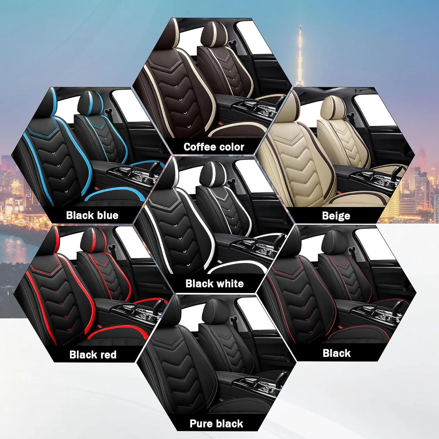 Car Seat Covers for Dodge Durango 2000-2025, Stylish Sport Seat Cover, Premium Nappa Leather Car Seat Cover. Automobile Seat Covers Sets.(Standard 2 Seats/Black)