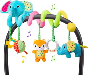 Car Seat Toys, Infant Spiral Plush Hanging Toys for Car Seat Stroller Crib Bassinet Mobile with BB Squeaker Rattles, Baby Toy for 0 3 6 12 Months