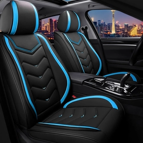 Car Seat Covers for Dodge Durango 2000-2025, Stylish Sport Seat Cover, Premium Nappa Leather Car Seat Cover. Automobile Seat Covers Sets.(Standard 2 Seats/Black Blue)