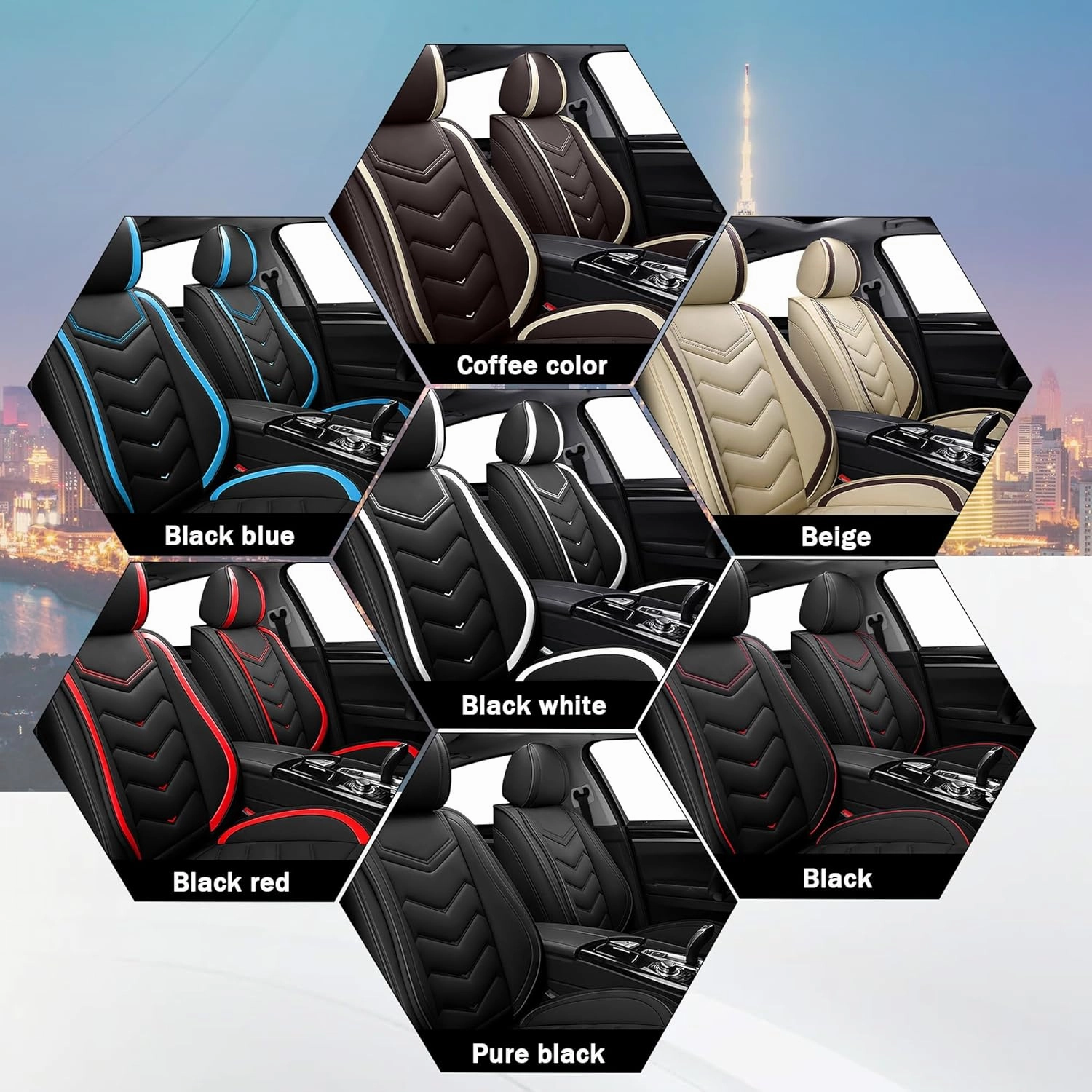 Car Seat Covers for Dodge Durango 2000-2025, Stylish Sport Seat Cover, Premium Nappa Leather Car Seat Cover. Automobile Seat Covers Sets.(Standard 2 Seats/Black Blue)