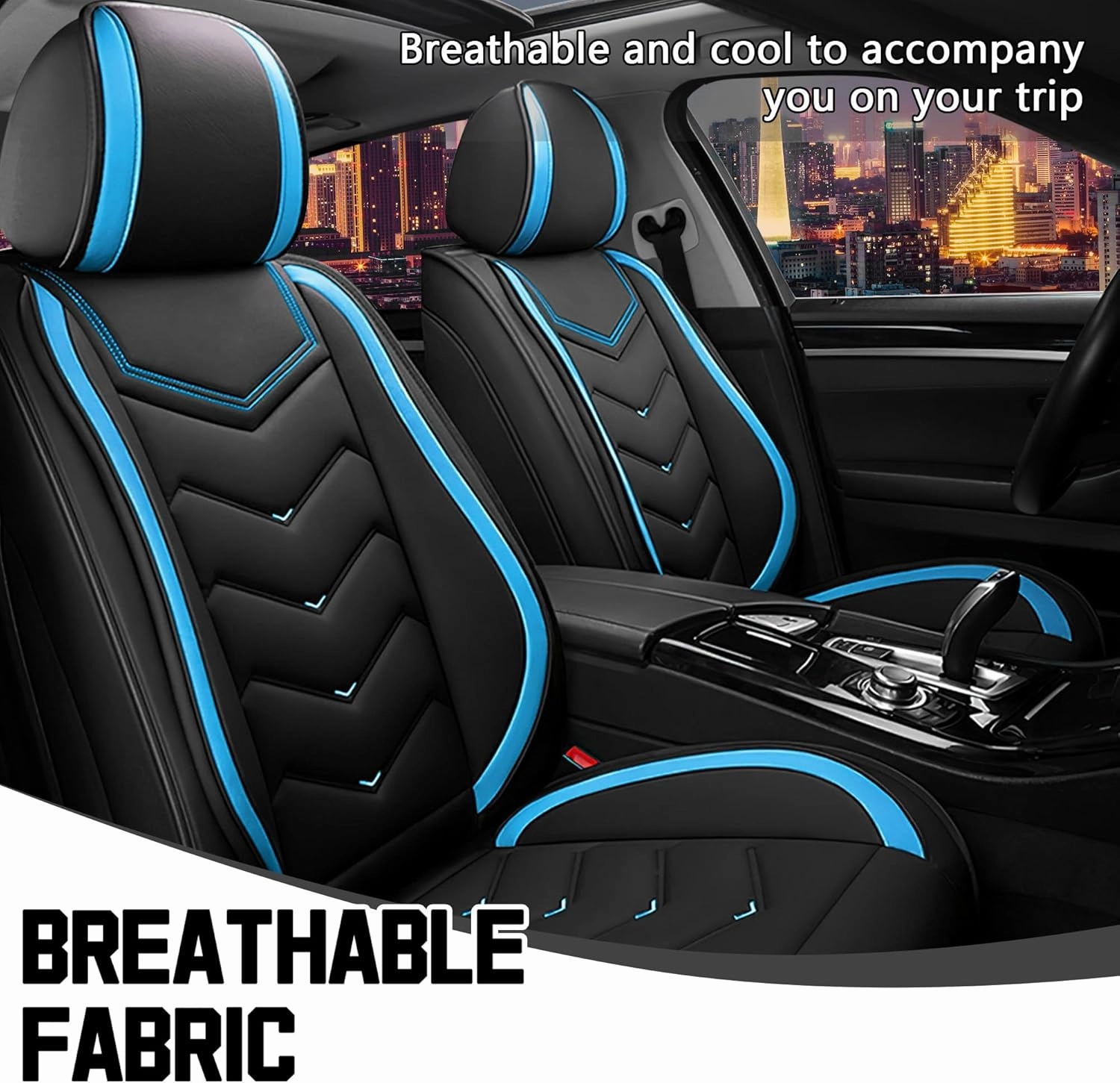 Car Seat Covers for Dodge Durango 2000-2025, Stylish Sport Seat Cover, Premium Nappa Leather Car Seat Cover. Automobile Seat Covers Sets.(Standard 2 Seats/Black Blue)