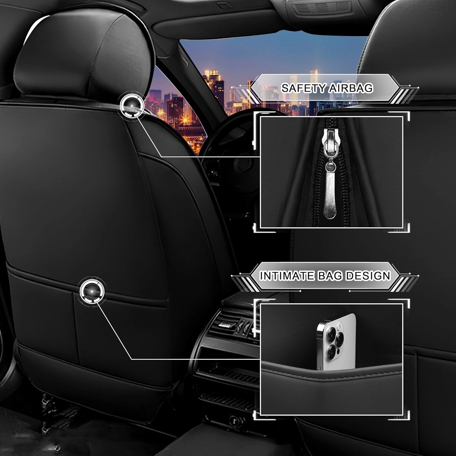 Car Seat Covers for Dodge Durango 2000-2025, Stylish Sport Seat Cover, Premium Nappa Leather Car Seat Cover. Automobile Seat Covers Sets.(Standard 2 Seats/Black Blue)