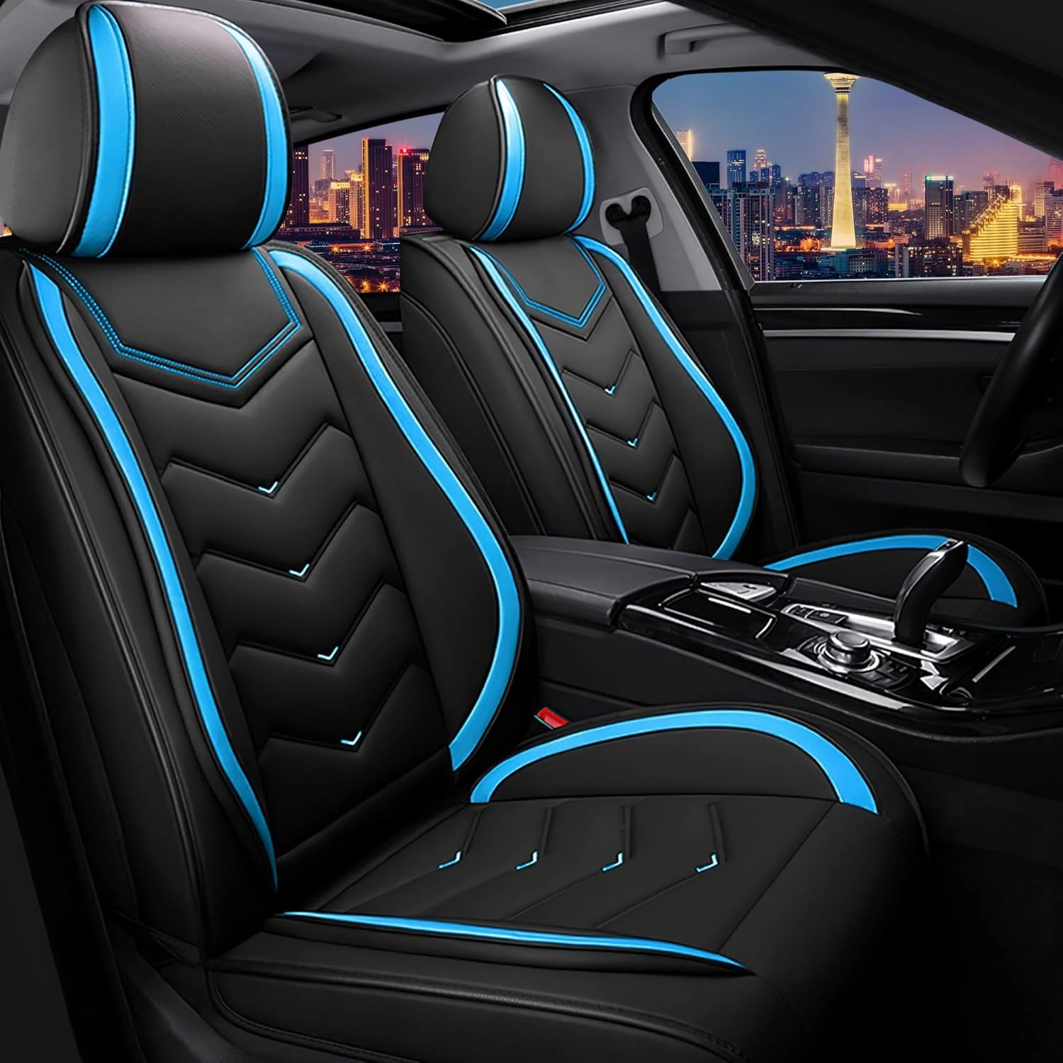 Car Seat Covers for Dodge Durango 2000-2025, Stylish Sport Seat Cover, Premium Nappa Leather Car Seat Cover. Automobile Seat Covers Sets.(Standard 2 Seats/Black Blue)
