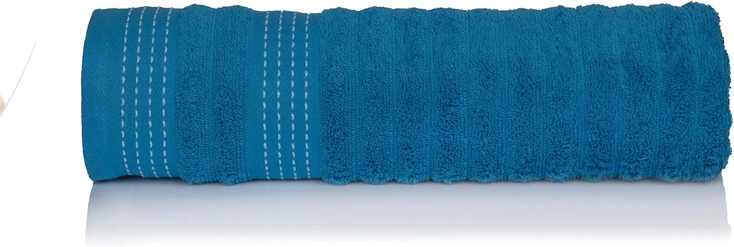 CASA COPENHAGEN Elegance Collection Towels 550 GSM 2 Bath Towel 2 Hand Towel 2 Washcloths, Super Soft Egyptian Cotton 6 Towels Set for Bathroom, Kitchen & Shower - Teal   Pink