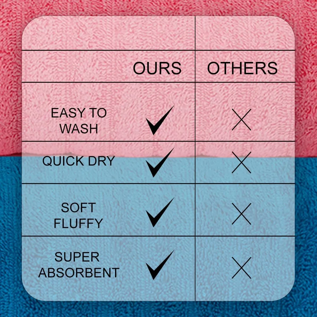 CASA COPENHAGEN Elegance Collection Towels 550 GSM 2 Bath Towel 2 Hand Towel 2 Washcloths, Super Soft Egyptian Cotton 6 Towels Set for Bathroom, Kitchen & Shower - Teal   Pink