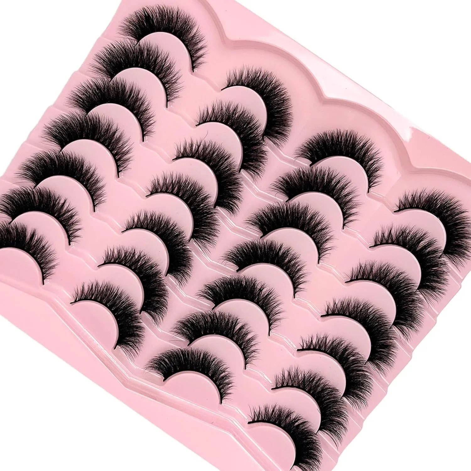 Cat Eye Lashes Natural Look Short Fluffy 16mm Faux Mink Full Strip Lashes Pack 3D C Curl Volume Fox Eye False Eyelashes 14 Pairs(19)