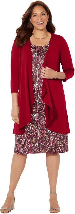 Catherines Women's Plus Size Soft Knit Jacket Dress