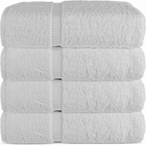 Chakir Turkish Linens 100% Cotton Premium Turkish Towels for Bathroom | 27'' x 54'' (4-Piece Bath Towels - White)
