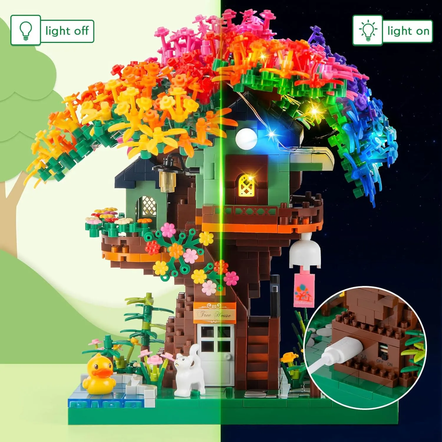 Cherry Blossom Bonsai Tree Building Set, Ideas Rainbow Treehouse Set for Adults, 1528 PCS Mirco Bricks Collectible Creative for Teens Kids Girls 12 