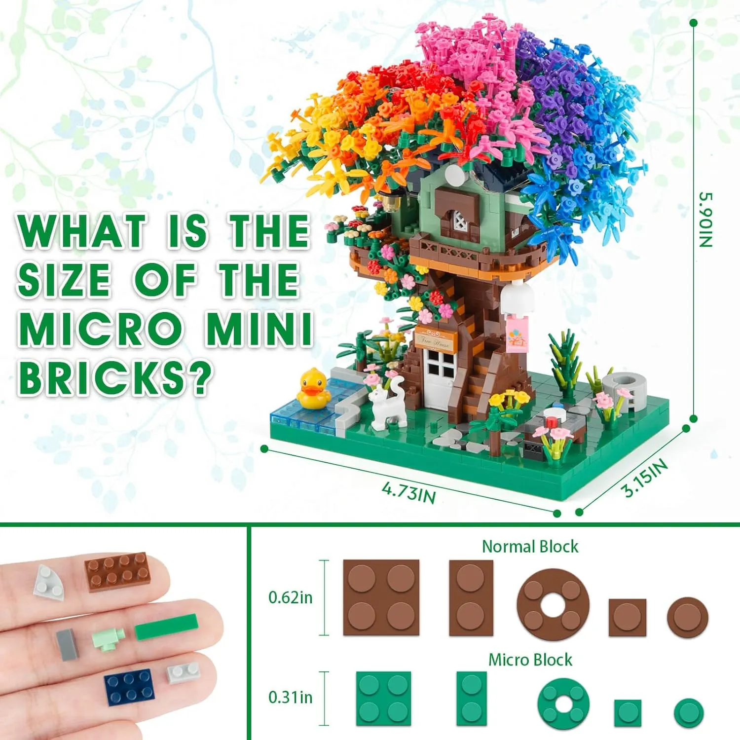 Cherry Blossom Bonsai Tree Building Set, Ideas Rainbow Treehouse Set for Adults, 1528 PCS Mirco Bricks Collectible Creative for Teens Kids Girls 12 