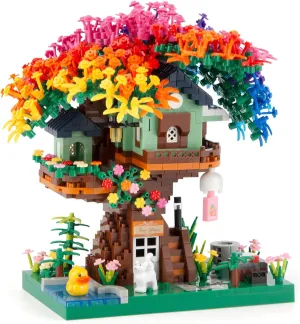 Cherry Blossom Bonsai Tree Building Set, Ideas Rainbow Treehouse Set for Adults, 1528 PCS Mirco Bricks Collectible Creative for Teens Kids Girls 12 