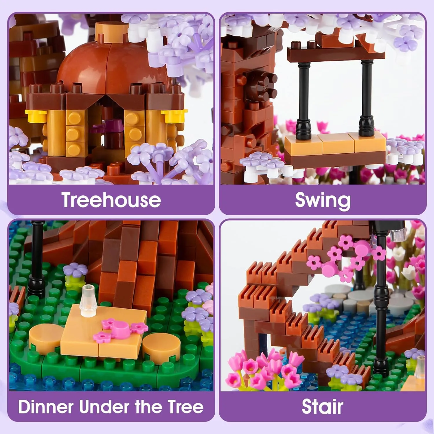 Cherry Blossom Bonsai Tree Micro Building Set, Japanese Sakura Tree House Model Sets, Flowers House Mini Bricks Building Kit, Creative Toys for Kids Adults 14  (2200PCS)