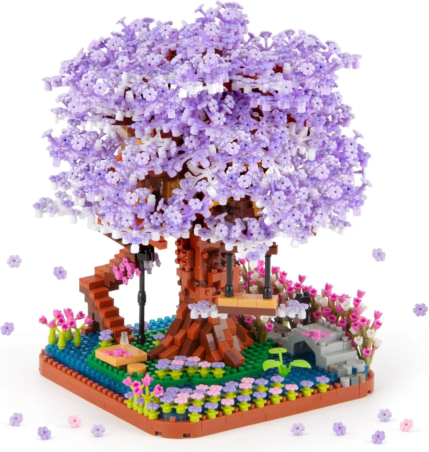 Cherry Blossom Bonsai Tree Micro Building Set, Japanese Sakura Tree House Model Sets, Flowers House Mini Bricks Building Kit, Creative Toys for Kids Adults 14  (2200PCS)