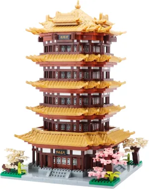 Chinese House Asian Architecture Micro Building Blocks Yellow Crane Tower for Adults - Decorative DIY Toys Gift for Teens Age of 14 