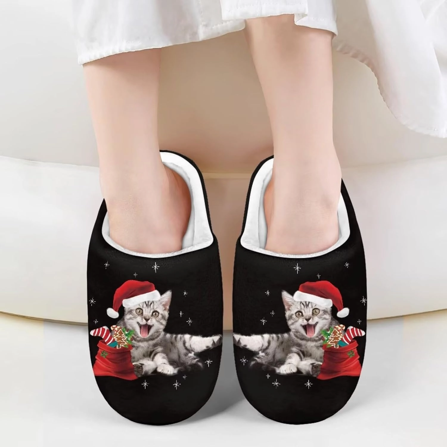 Christmas Slippers Christmas Slippers for Family Non-Slip Home Shoes for Men Woman