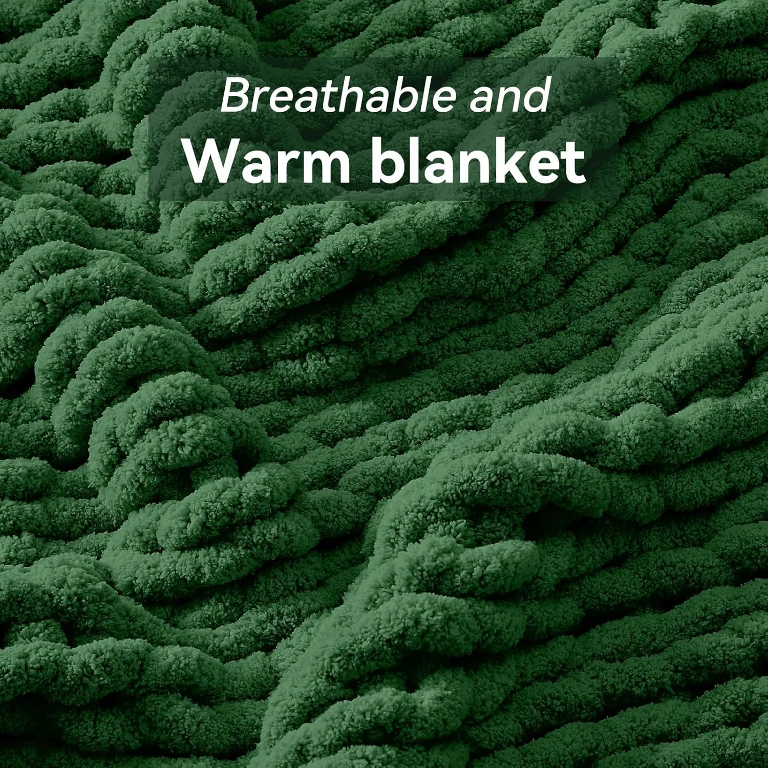 Chunky Knit Throw, 30''*40'' Knitted Chenille Blanket for Bed, Couch, Kids - Handmade Grass Green Crochet, Machine Washable, Comfy Home Decor