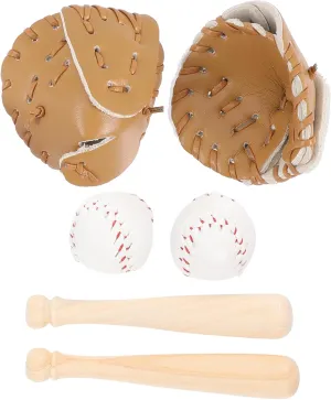 Ciieeo Dollhouse Baseball Set Include 2 Mini Baseball Bats 2 Balls Sports Kit for Cake Topper Landscape Craft Project Khaki