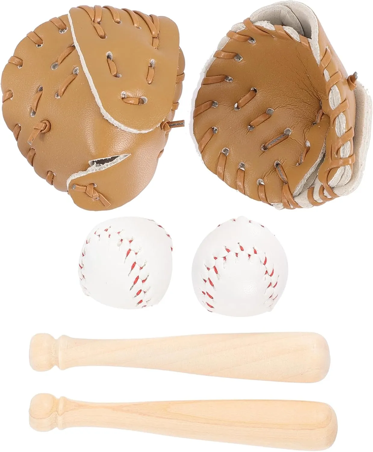 Ciieeo Dollhouse Baseball Set Include 2 Mini Baseball Bats 2 Balls Sports Kit for Cake Topper Landscape Craft Project Khaki