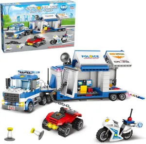 City Police Mobile Command Center Truck Building Blocks Kit Toys, Police Vehicles Series Prison Break Jail Set with Action Cop Motorbike, ATV, Arms Play Set for Boys and Kids Age 5  (483 Pieces)