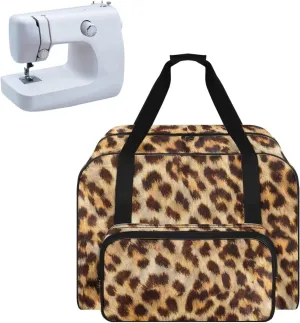Classic Leopard Print Universal Sewing Machine Case, Portable Cover Tote Bag for Most Machines - Carrying Travel Storage Carrier Supply Organizer for Accessories
