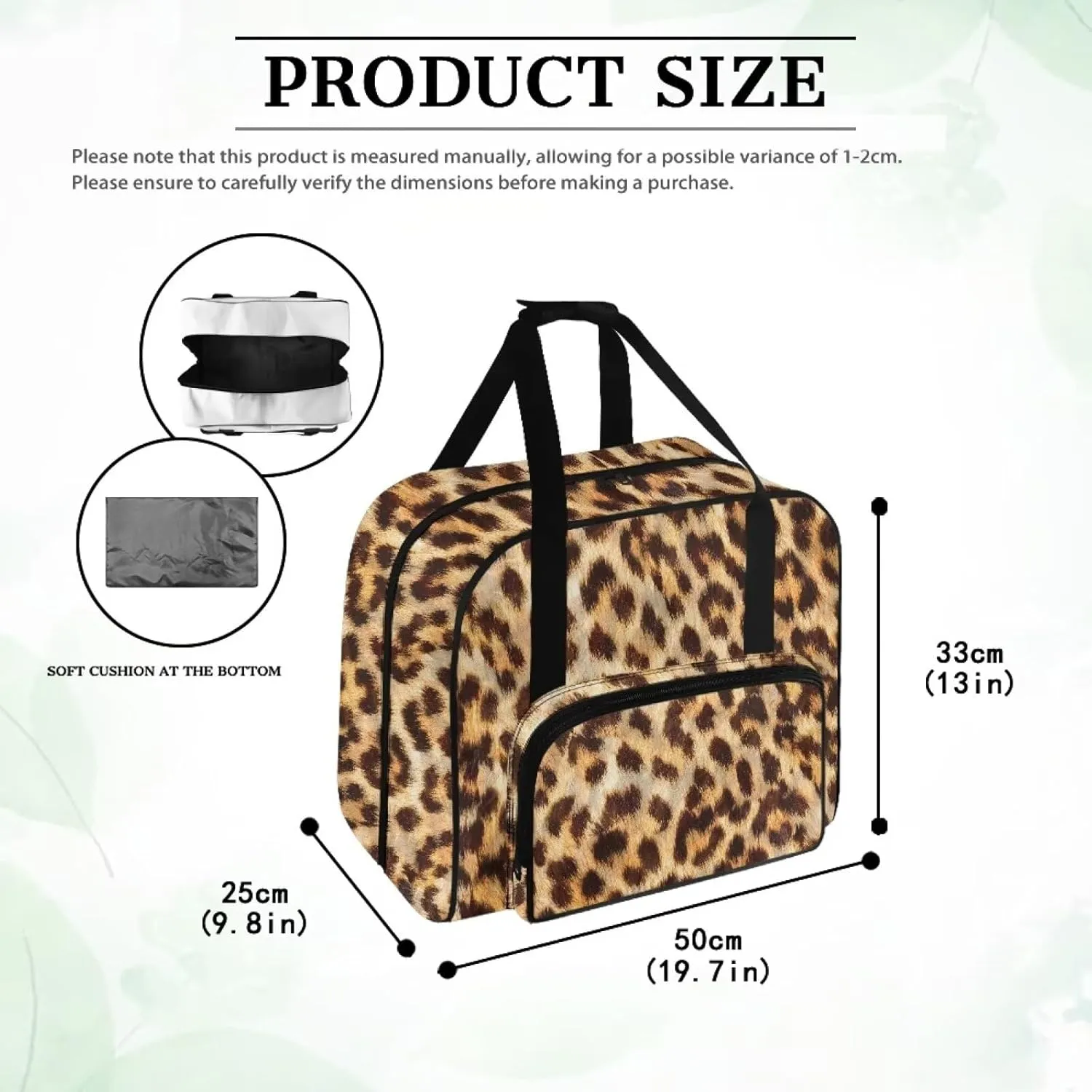 Classic Leopard Print Universal Sewing Machine Case, Portable Cover Tote Bag for Most Machines - Carrying Travel Storage Carrier Supply Organizer for Accessories