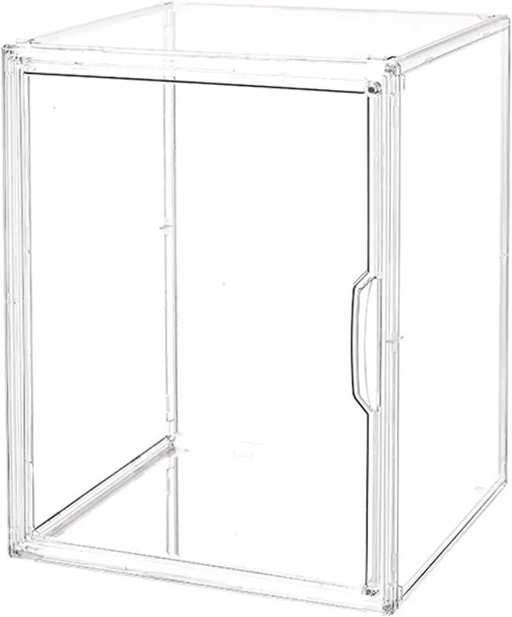 Clear Acrylic Display Case, 2 Tier Adjustable Display Box with Magnetic Door Stackable Dustproof Showcase with Movable Shelve for Collectibles Action Figure Display (plastic 4)