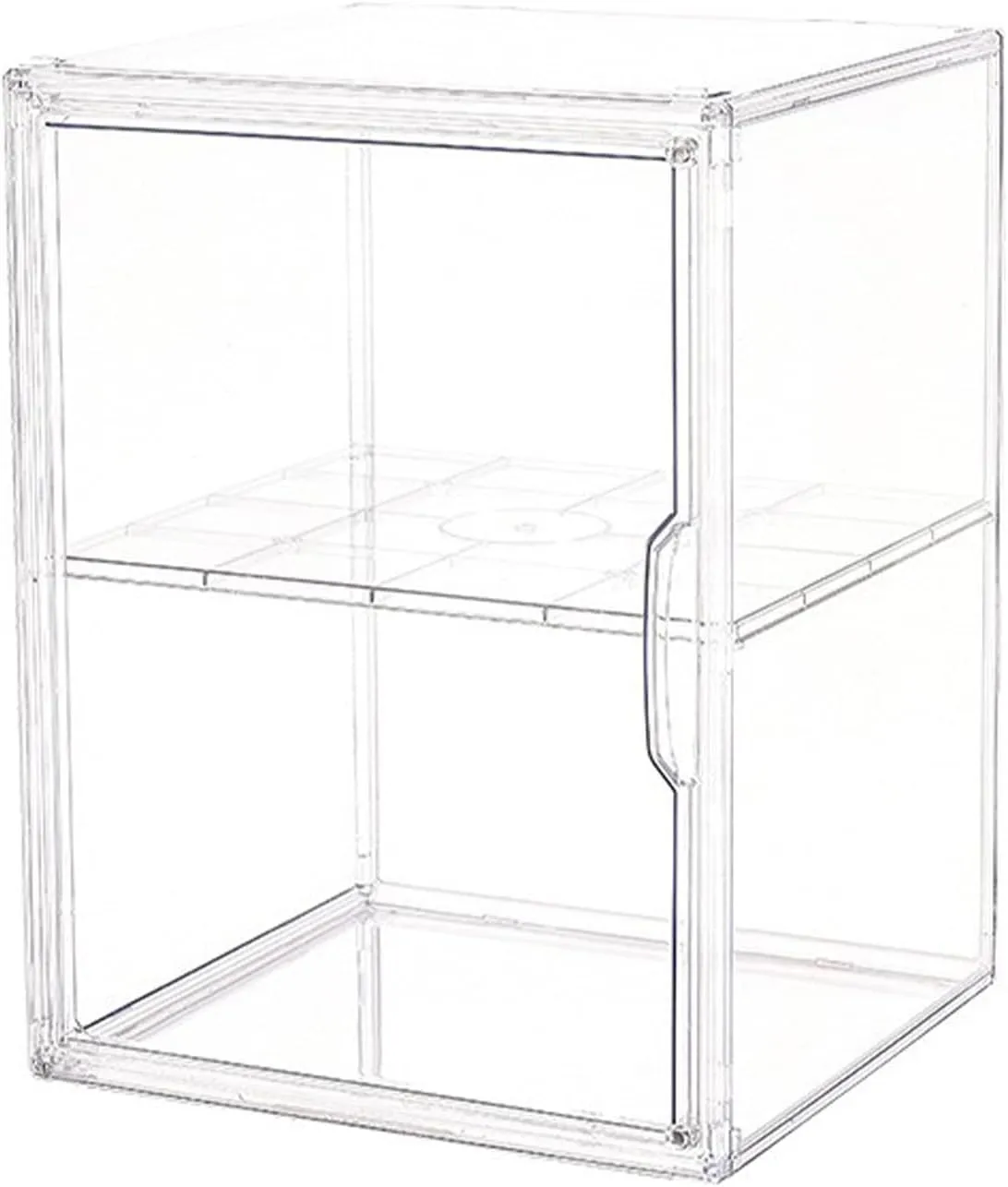 Clear Acrylic Display Case, 2 Tier Adjustable Display Box with Magnetic Door Stackable Dustproof Showcase with Movable Shelve for Collectibles Action Figure Display (plastic 5)