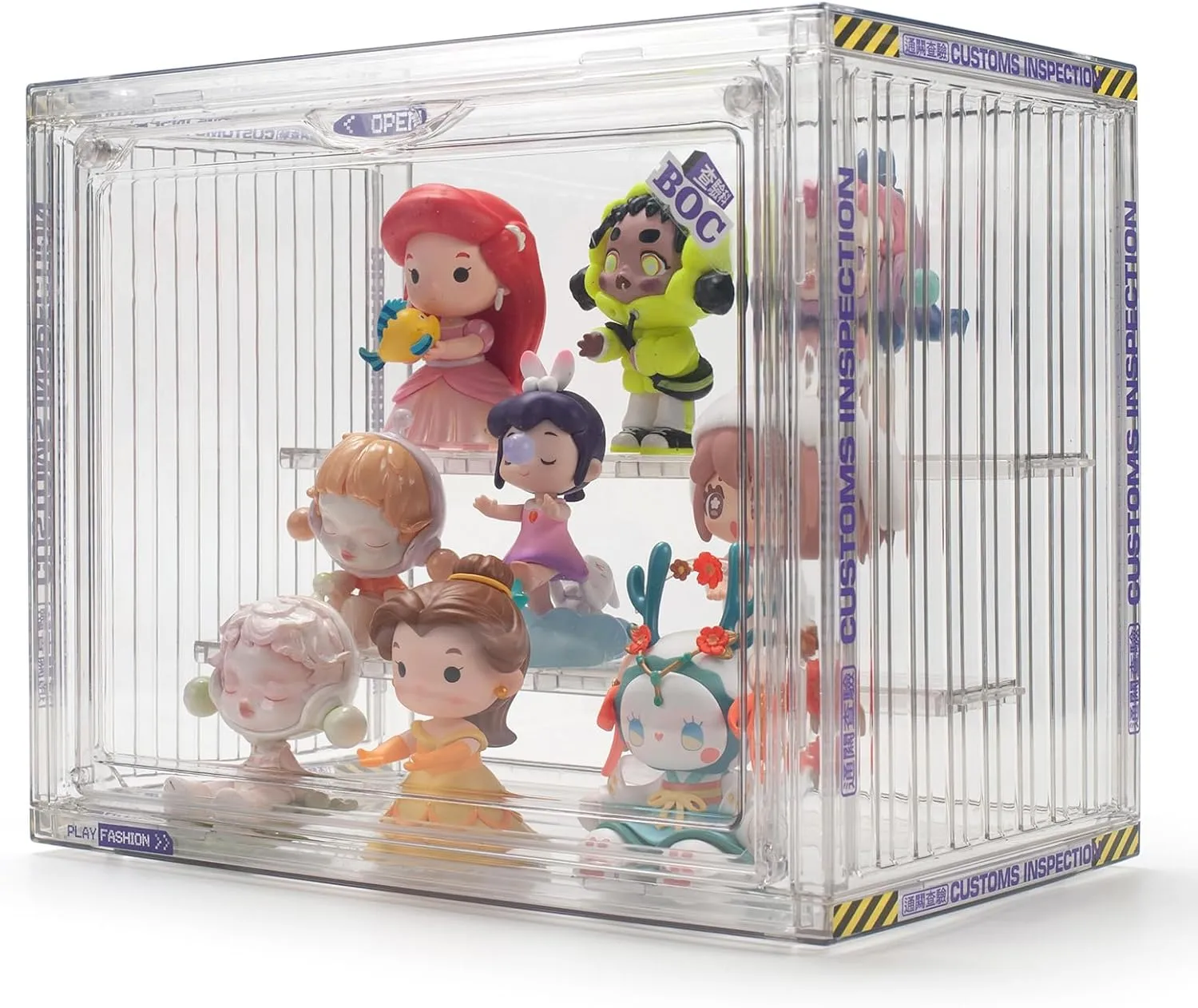 Clear Display Case for Figures, Acrylic Display Case for Collectibles, Adjustable Figure Display Case with Magnetic Door, Stackable Display Box for Action Figures, Pop Mart, Funko Pop (Clear, 2 Pack)