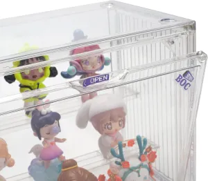 Clear Display Case for Figures, Acrylic Display Case for Collectibles, Adjustable Figure Display Case with Magnetic Door, Stackable Display Box for Action Figures, Pop Mart, Funko Pop (Clear, 2 Pack)