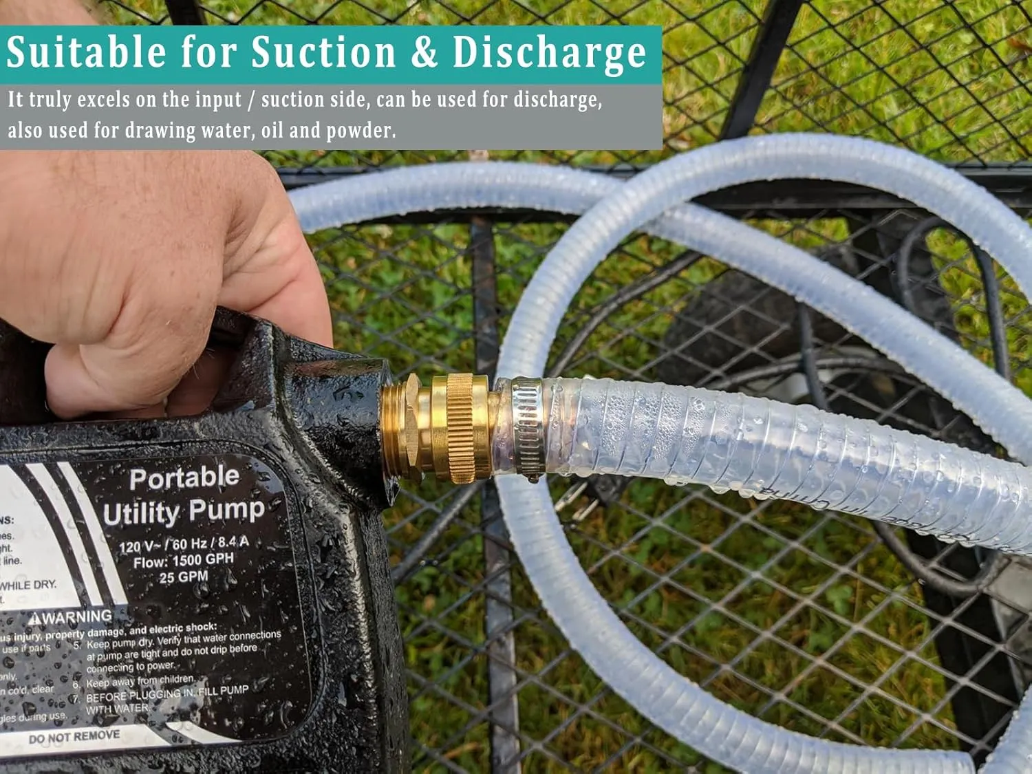Clear Wire Reinforced Suction Hose 2” ID × 2-5/16” OD - 50ft Heavy Duty Flexible PVC Spiral Steel Wire Pipe High Pressure Vacuum Vinyl Tubing for Drawing Water Oil Powder (50 ft, 2" ID)