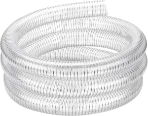 Clear Wire Reinforced Suction Hose 2” ID × 2-5/16” OD - 50ft Heavy Duty Flexible PVC Spiral Steel Wire Pipe High Pressure Vacuum Vinyl Tubing for Drawing Water Oil Powder (50 ft, 2" ID)