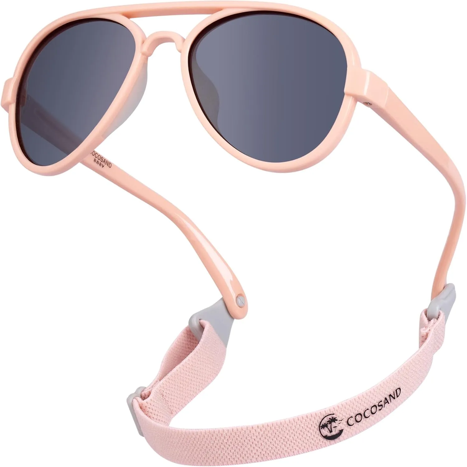 COCOSAND Baby Boys Girls Aviator Sunglasses with Strap Polarized Flexible Retro Pilot for Infants Toddler Age 0-24 Months