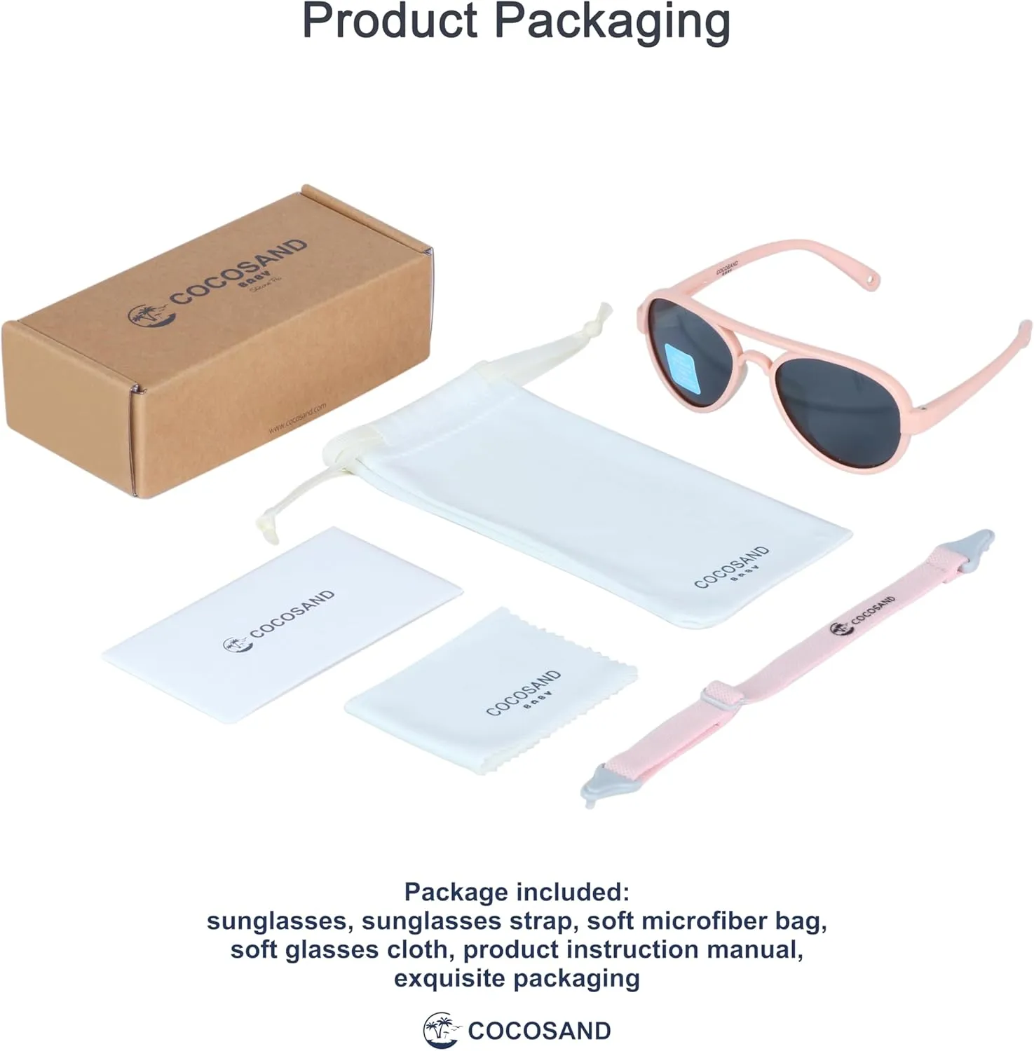 COCOSAND Baby Boys Girls Aviator Sunglasses with Strap Polarized Flexible Retro Pilot for Infants Toddler Age 0-24 Months