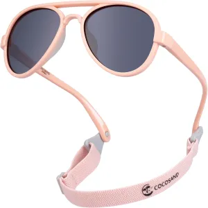 COCOSAND Baby Boys Girls Aviator Sunglasses with Strap Polarized Flexible Retro Pilot for Infants Toddler Age 0-24 Months