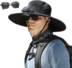 Colitt Fishing Hat with Built in Fan, 2025 New Ultralightwide Brim Solar Fan Outdoor Fishing Hat-Solar & USB Charging