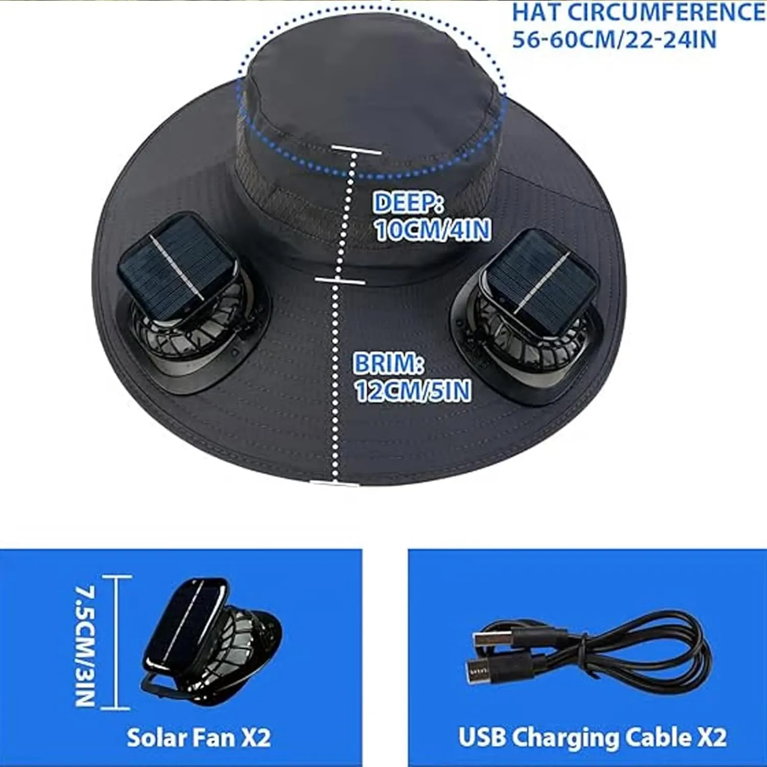 Colitt Fishing Hat with Built in Fan, 2025 New Ultralightwide Brim Solar Fan Outdoor Fishing Hat-Solar & USB Charging