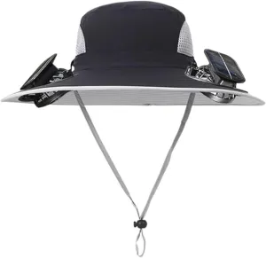 Colitt - Fishing Hat with Built in Fan, UPF 50  Sun Protection, USB/Solar Rechargeable, Adjustable Fit, Wide, Solar, Outdoor