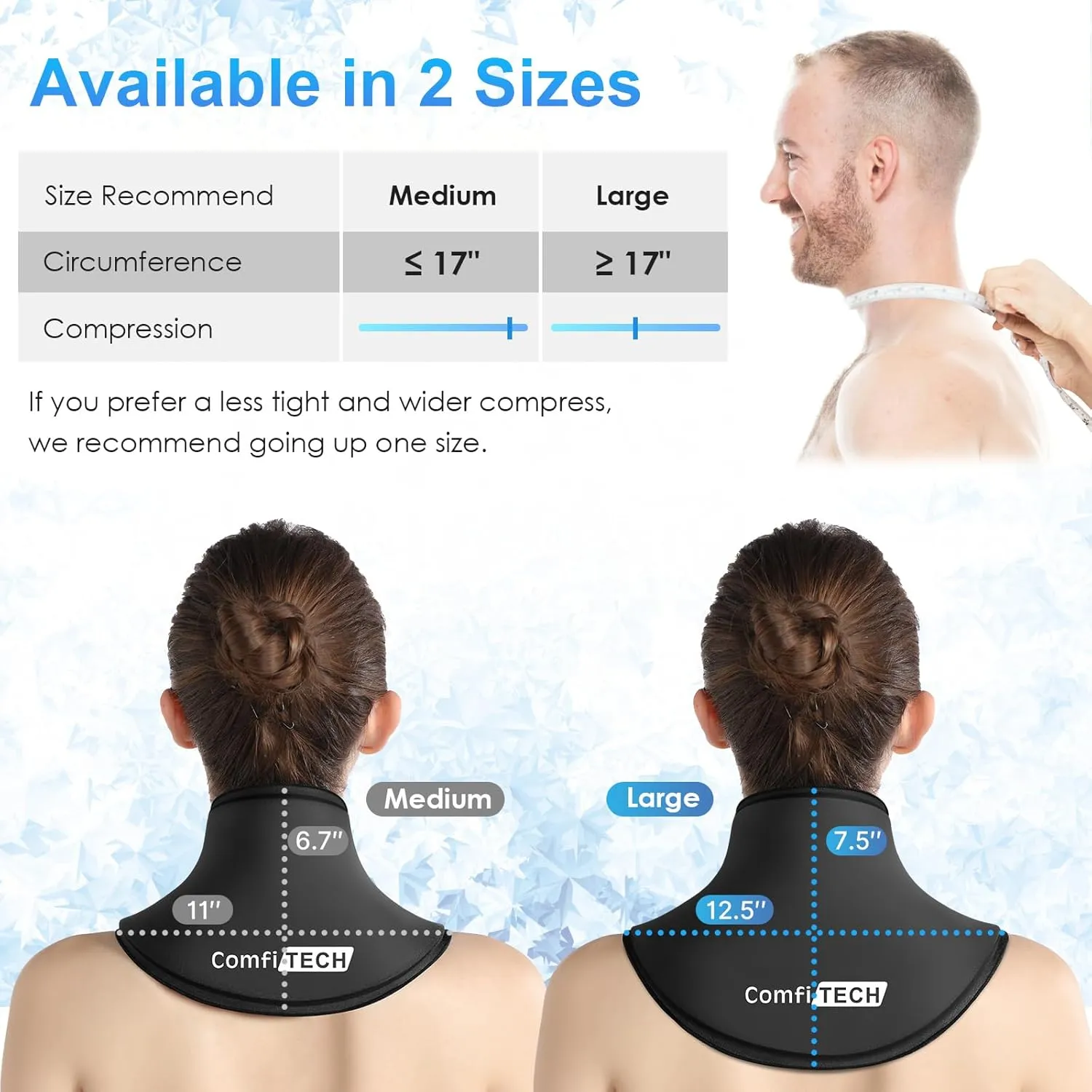 ComfiTECH Neck Ice Pack Wrap Gel, Cooling Pad for Cervical and Shoulder, Large, 2 Packs