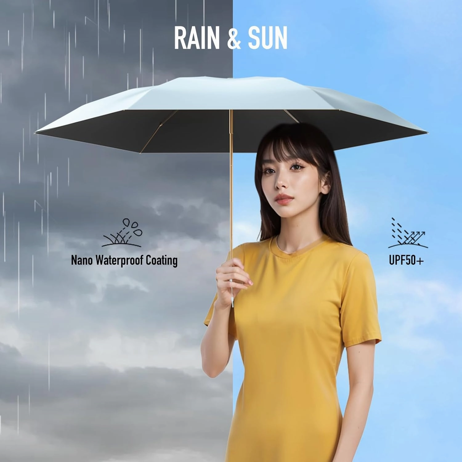 Compact Mini Umbrella for purse-Lightweight,Fold and UV Umbrella for Rain-Suitable for women, girls, kids