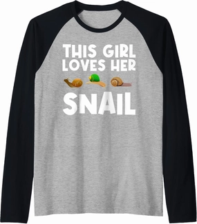 Cool Snail Art For Girls Kid Slug Trumpet Land Garden Animal Raglan Baseball Tee