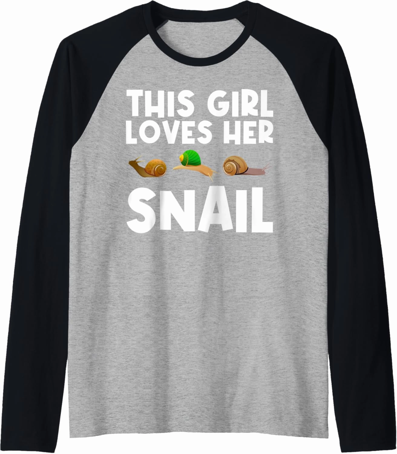 Cool Snail Art For Girls Kid Slug Trumpet Land Garden Animal Raglan Baseball Tee