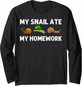Cool Snail Art For Kids Boys Slug Trumpet Land Garden Animal Long Sleeve T-Shirt