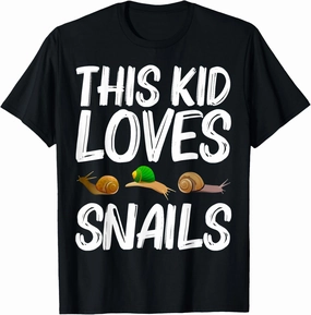 Cool Snail Art For Kids Boys Slug Trumpet Land Garden Animal T-Shirt