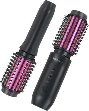 Cordless Hair Curling Iron Brush, Mini Travel Hot Straightener Comb, 3-in-1 Portable Wave Curling Wand, 1.5″ Ionic Heated Brush, USB Rechargeable Hair Curler, Black