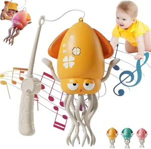 Crawling Octopus Toy, Smart Tentacle Explorer, Dancing Squid Toy, Dancing Octopus Toys, Creative Magic Crazy 8-Leg Action Obstacle, Rechargeable Squid Toys with Flashing Lights (Yellow)