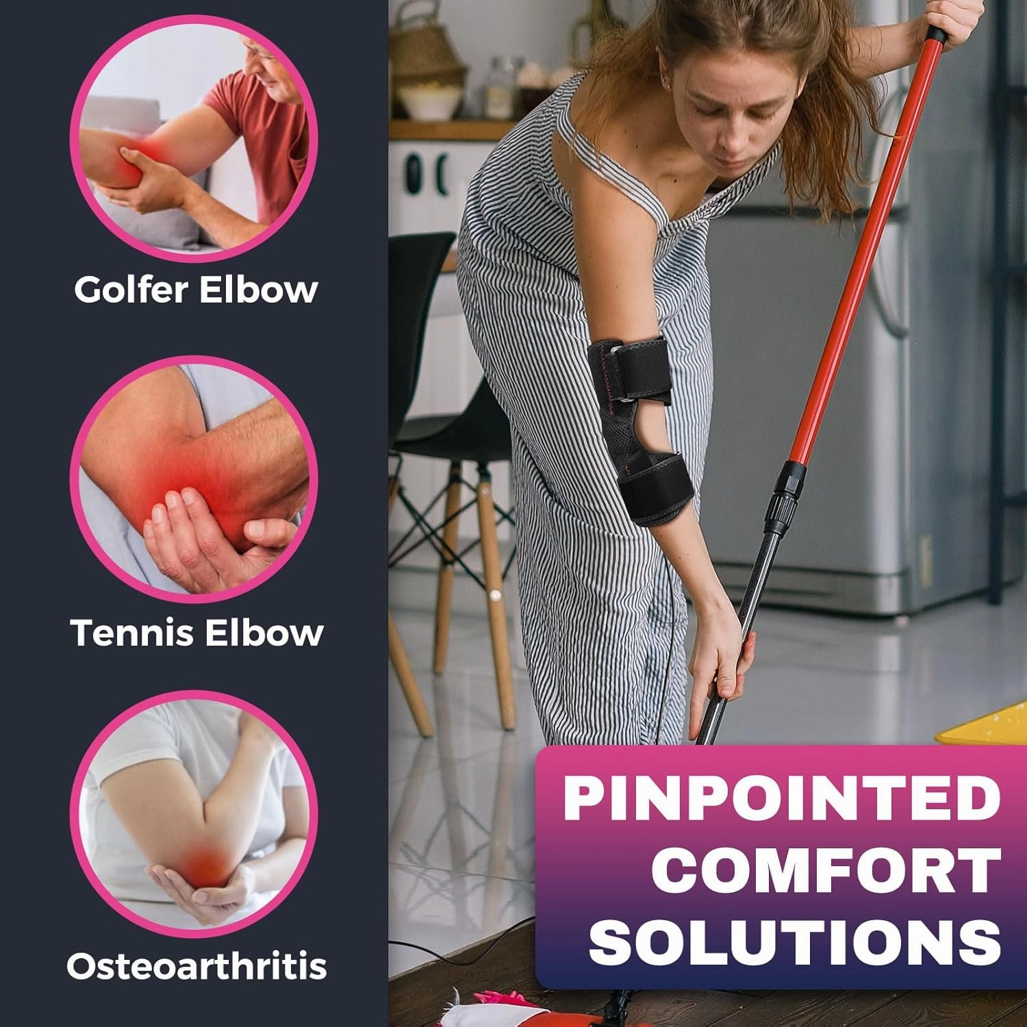 CREATRILL Elbow Heating Pad for Tendonitis and Tennis Elbow, Flexible Arm Heating Pad Sleeve，Tennis Elbow Heated Brace with Moist Heat Option