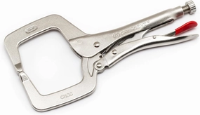 Crescent Locking C-Clamp - Heavy-Duty, Adjustable Metal Clamp with Compound Action & Hex Key Receiver - C11CCVN - 11", Red